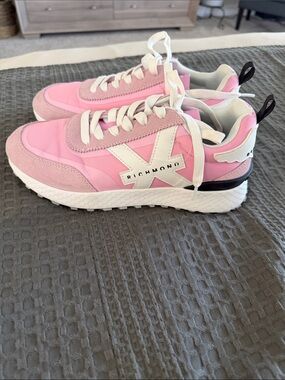 Richmond Pink and White Platform Runner Sneakers